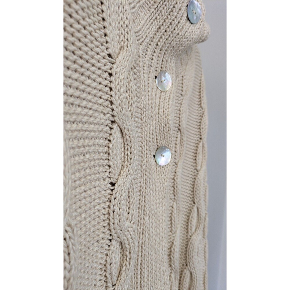 Vintage Hand Loomed Poncho Cape Sweater Cottage Organic Cotton Silk Cable Knit - Picture 5 of 10